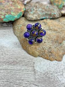 แหวน dahilia Boho ทำด้วยมือ925เงินสเตอร์ลิงสีม่วงและของขวัญที่น่าดึงดูด - Product Image 2