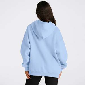 Venta al por mayor 400 GSM mujeres de manga larga pulóver sudaderas con capucha Drop-Shoulder Streetwear transpirable 100% algodón lavado a la piedra con capucha para - Product Image 5