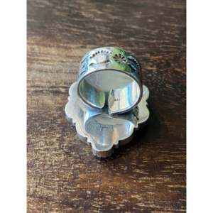 Southwest Handmade Multi Stone Sterling <b>Silver</b> <b>Adjustable</b> Boho Cluster <b>Ring</b> - Product Image 5