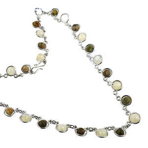 Collar de Uso Diario para Mujer, con Bisel Plateado, Estilo Bohemio, Joyería con Piedras Preciosas, con Cuarzo, Perla, Ágata, Turquesa, Coral y Concha - Product Image 2