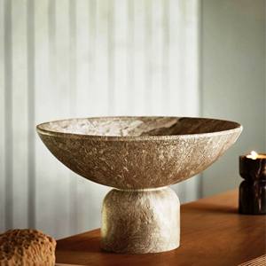 Bol de service en résine décoratif de style antique moderne, fabriqué à la main, poli, d'origine indienne, écologique, compatible lave-vaisselle - Product Image 6