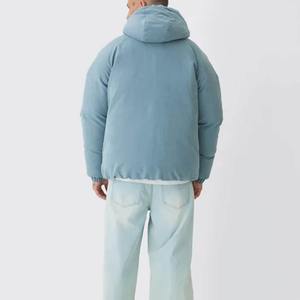 Custom Logo Denim Eco-Friendly Hooded Front Puffer Jacket for <b>Men</b> Manufacturers Trendy Winter Outerwear OEM Available 2026 - Product Image 6