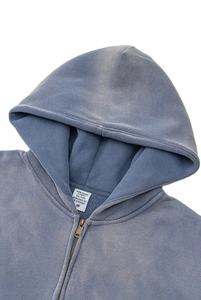 Haute qualité hommes décontracté lavage à l'acide sweats à capuche personnalisé dernier Style 100% coton fermeture éclair motif solide - Product Image 5