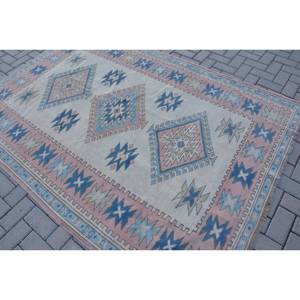 พรมถักสไตล์ตุรกีโบราณขนาด5.3x7.6ฟุตผ้าสีเบจแบบเย็บปะติดปะต่อกันทำด้วยมือแบนเรียบลาเท็กซ์สำรองสำหรับโถงทางเดินสี่เหลี่ยมผืนผ้าพื้นที่ - Product Image 4