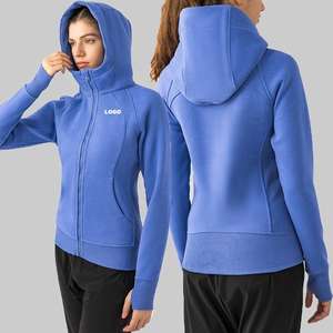Sweat-shirt à capuche doublé en polaire pour femme, manches longues, veste zippée intégrale, trou pour le pouce, coupe-vent, respirant, séchage rapide, épais, vêtements d'extérieur - Product Image 2