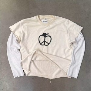 Top vente Hip Hop T-shirt hommes impression français éponge coton surdimensionné vêtements en vrac hommes gaufré manches MS-TS-026 - Product Image 2