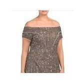 Abito da ballo Adrianna Papell da donna in raso con spalle scoperte e perline, silhouette da ballo, taglie XS-XL - Product Image 3