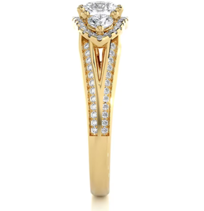 Aniva 18Kt Oro amarillo Anillo de bodas para mujer Halo Tres piedras Redondo Corte brillante Doble fila IGI Anillos de diamantes certificados - Product Image 6