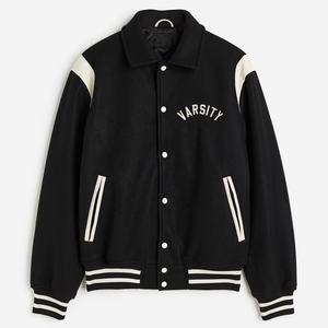 Original de haute qualité OEM Designer Outdoor Men Luxury Letterman Custom Logo Leather Patchwork Bomber Varsity Jacket - Product Image 5