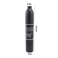 Cilindro de Aluminio de 0.5L 850g, Directo de Fábrica, Grado Alimenticio, Certificado CE/DOT, 3000 PSI, Alta Presión, Suministro de Aire para Pistola de Paintball