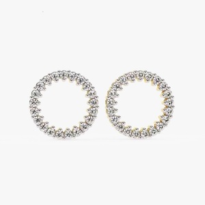 ต่างหูเม็ดเดี่ยวฮิปฮอปประดับเพชรสีเหลืองทอง10K ของขวัญวันเกิดสำหรับผู้หญิง - Product Image 1