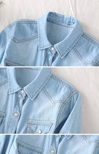 Camisa Vaquera a Cuadros de Corte Regular para Mujer, Estilo Casual Vintage para Uso Diario, Transpirable, Diseño Simple para Todas las Temporadas - Product Image 5