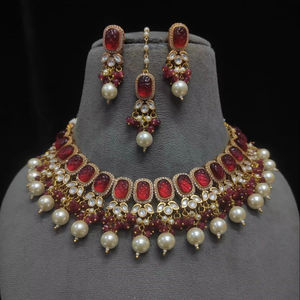 Indian <b>Bridal</b> Gold Plated Designer Polki Necklace <b>Set</b> with Earrings <b>Bridal</b> <b>Jewelry</b> for Wedding & Party Celebration - Product Image 1