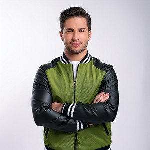 Chaquetas Varsity de Invierno de Lona Ecológica Personalizables para Hombre, Estilo Universitario de Chicago, con Diseño Frontal Bordado Personalizado con Letras - Product Image 3