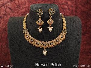 Antique <b>Jewellery</b> Designer Rajwadi Plated Party Wear Necklace - Product Image 4