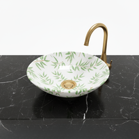 Lavabo de salle de bain moderne en aluminium noir avec design feuille de luxe, livraison rapide, en stock, directement de l'usine