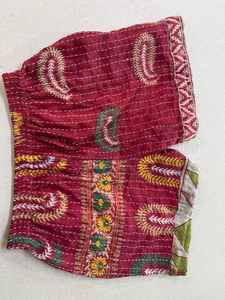 Pantalones cortos de algodón Vintage de cintura alta para mujer, pantalones cortos de playa bordados Kantha hechos a mano, transpirables para la temporada de primavera, gran oferta - Product Image 4