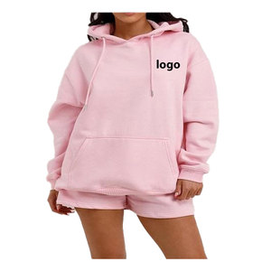 Conjunto de Sudadera con Capucha y Pantalones Cortos de Algodón para Mujer, Transpirable, Nuevo, a la Moda, Holgado, de Dos Piezas - Product Image 3