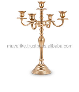 Candélabre haut en métal aluminium 5 bras Candélabre de sol plaqué argent et or pour la maison et les décorations de table de mariage - Product Image 5
