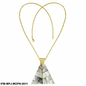 Mother of Pearl <b>Triangle</b> Necklace for Women Gold Plated Geometric Pendant Minimalist White <b>MOP</b> Jewelry - Product Image 3