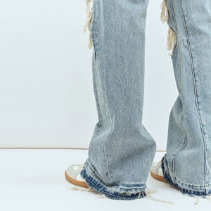 Men Hollow Out Ripped Denim <b>Jeans</b> Winter Button Fly Casual Fashion Streetwear Stylish Pants <b>Women</b> Denim <b>Jeans</b> - Product Image 6