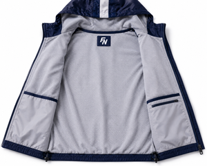 <b>Men's</b> Hooded <b>Racer</b> <b>Jacket</b> Navy Gray Color Blocking Windproof Zipper Closure Sporty Casual Summer Spandex/Polyester Shell - Product Image 5