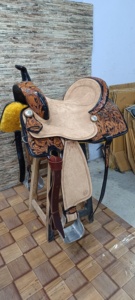 Selle de cheval de course occidentale anglaise de haute qualité en cuir véritable premium, faite à la main, durable, confortable, avec éléments en bois/plastique - Product Image 3