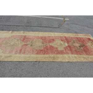 Alfombra turca Vintage 4,1X10,7 pies rojo Beige lana Kilim área grande rectángulo abstracto diseño de pasillo 10mm látex 4ª habitación - Product Image 3