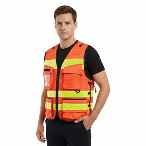 Chaleco de Seguridad Reflectante de Alta Visibilidad Naranja Fluorescente con Logotipo Personalizable, Certificado ANSI Clase 2 EN ISO 20471, Impermeable, con LED Intermitente - Product Image 3