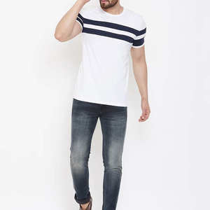 Camiseta holgada estampada de manga corta de punto de algodón 100% para hombre, ropa de verano transpirable, colores personalizados - Product Image 3