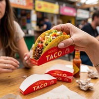 Support à tacos en papier personnalisé avec logo, plateau bateau, résistant à la graisse, biodégradable, jetable, emballage alimentaire rapide, vente au détail et en gros