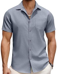 เสื้อเชิ้ตแขนสั้นลายทางผู้ชาย ระบายอากาศได้ดี ทรงเข้ารูป ปกติดกระดุม ผลิตจากผ้าฝ้ายพรีเมียม 100% โดย saresa fashion - Product Image 3
