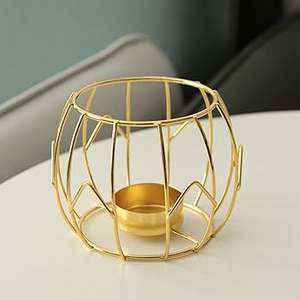 Porte-bougie en fil métallique Décoration moderne Support de bougie Cage en métal décorative Pièce maîtresse pour un éclairage d'intérieur élégant - Product Image 1