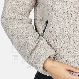 Fasmic International's High Quality Women's <b>Sherpa</b> <b>Hoodie</b> Winter Knitted Jersey Quarter Zip-Up with Custom Patches - Product Image 5