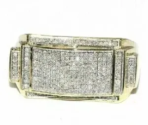 Bague de fiançailles ou d'anniversaire pour femme en argent sterling 925 plaqué or avec moissanite taille brillant de 3 carats sertie en bélière - Product Image 1