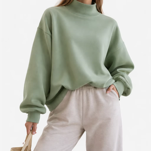 Sudadera de Cuello Alto, Ligera, de Secado Rápido, de Poliéster/Algodón, con Logotipo Personalizado en la Parte Delantera, Servicio OEM - Product Image 1