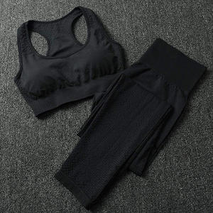 Ensemble de sport pour filles de meilleure qualité en Polyester et Spandex de couleur noire, vêtements de Fitness et d'entraînement à vendre - Product Image 6