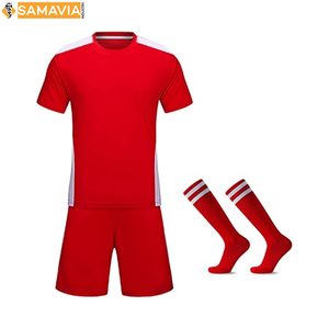 ชุดเสื้อฟุตบอลย้อนยุคสำหรับผู้ชายชุดเสื้อฟุตบอลพร้อมส่งดีไซน์คอวีและสีตัดกัน - Product Image 1