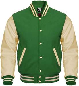 Fresh Varsity Jacket Letterman Jacket pour homme Baseball Bomber Jacket Manches en cuir et corps en laine - Product Image 1