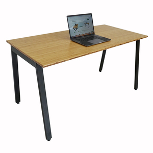 BFATB005 AtonBamboo 140x70cm Desk with Assembled Iron <b>Legs</b> <b>Foldable</b> Durable Computer <b>Table</b> for Living Room with Storage Features - Product Image 1