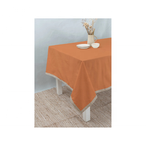 GOTS Certified Machine Washable 70x120 Inches Natural Cotton <b>Tablecloth</b> Ice Blue Color Embroidered Design for Dining Woven - Product Image 5