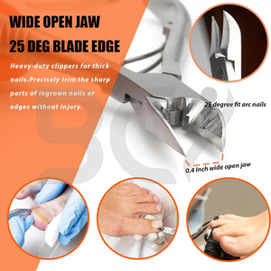 Coupe-ongles en acier inoxydable pour podiatres, outils pour ongles incarnés épais, coupe-ongles robuste pour adultes, pince à ongles à mâchoires larges - Product Image 6