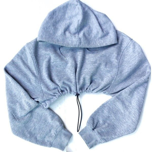 <b>Women</b> <b>Hoodie</b> for Gym Clothing Casual Plain Shoulder Crop Top High Quality Custom Logo <b>Women</b> <b>White</b> Crop Top <b>Hoodies</b> - Product Image 5