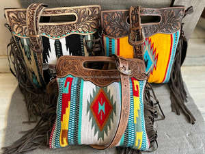 Nouveaux sacs à bandoulière en cuir à franges en tissu Jacquard usiné à la main occidentale sacs à main Cowgirl en cuir véritable de qualité supérieure - Product Image 6