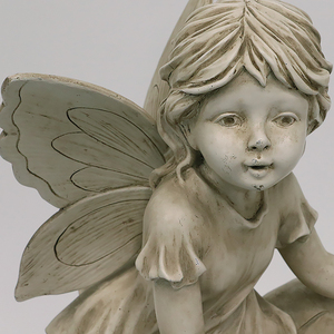 Statua da Giardino MGO con Mangiatoia per Uccelli a Forma di Foglia, Figurina d'Angelo in Resina Scolpita per Decorazione Esterna di Patio e Prato - Product Image 6
