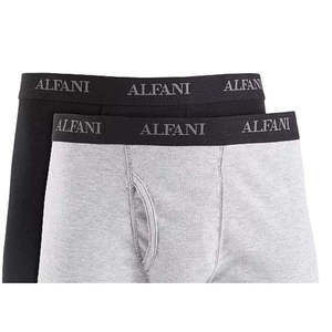 Alfani Men's 5-Pack Mid-Rise <b>Boxer</b> Briefs 100% Cotton Breathable Knitted Fabric Embroidered Logo Sizes XXL & XL <b>Black</b> Color - Product Image 2