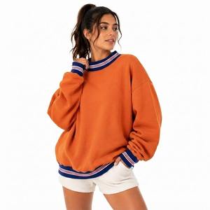womens burgundy dark red striped rib mock neck oversized sweatshirt long sleeve cozy fleece <b>pullover</b> <b>jumper</b> top - Product Image 3
