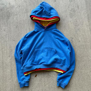 เสื้อครอปมีฮู้ดของผู้ชายเสื้อมีฮู้ดโอเวอร์ไซส์ผ้าฝ้าย100% พิมพ์ลายโลโก้แบบกำหนดเอง - Product Image 2