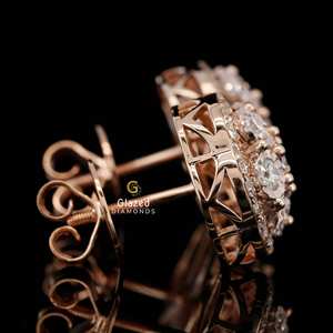 ต่างหูสตั๊ดคุณภาพสูงทำด้วยเพชร925สีเงินสเตอร์ลิงและเจียระไนในห้องทดลองที่สวยงามมีความชัดเจนระดับ VVS - Product Image 4