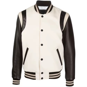 Modern Varsity Jacket for Man with Smooth Finish, Snap Buttons, and Ribbed Hem Giving CollegeBaseballjacket for men - Product Image 1